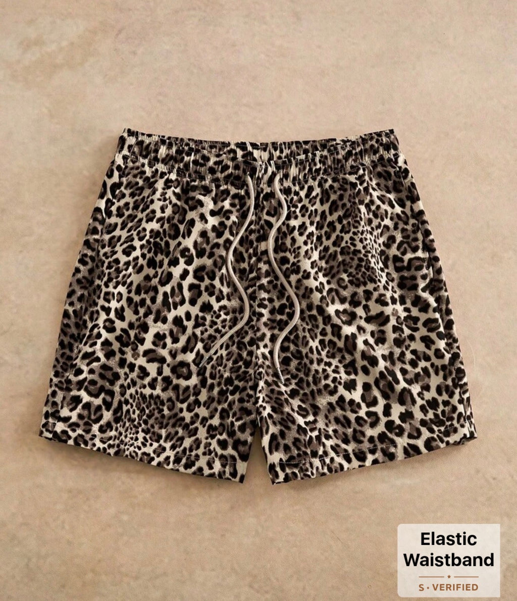 Leaperd print swim trunks