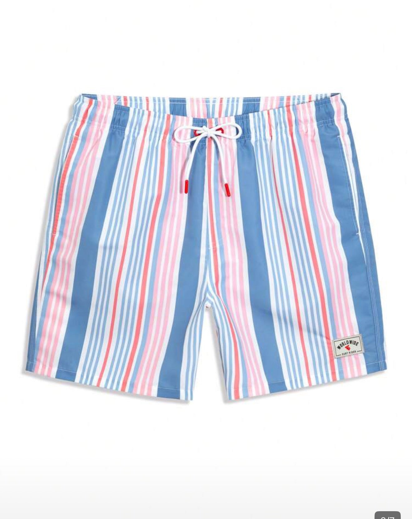 CoralVoy Men's Striped Drawstring Waist Casual Beach Shorts, Holiday